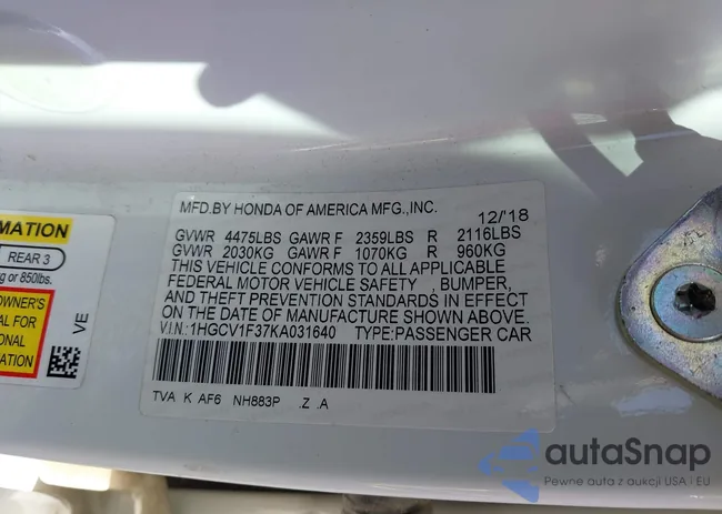 1HGCV1F37KA031640: 43973635