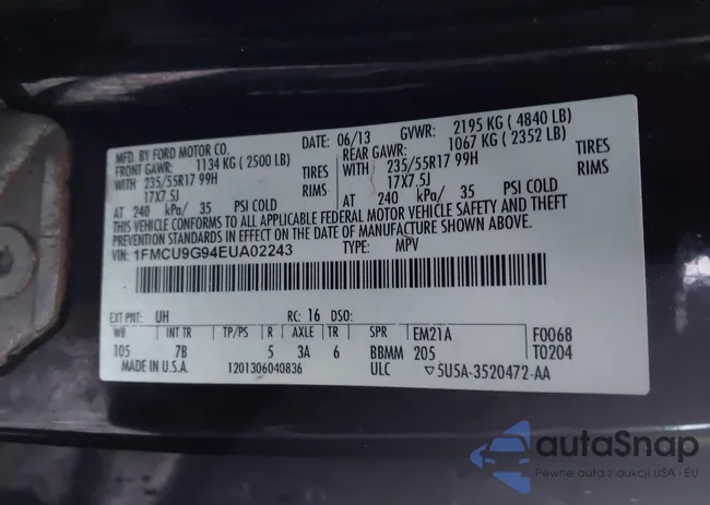 1FMCU9G94EUA02243: 43973641