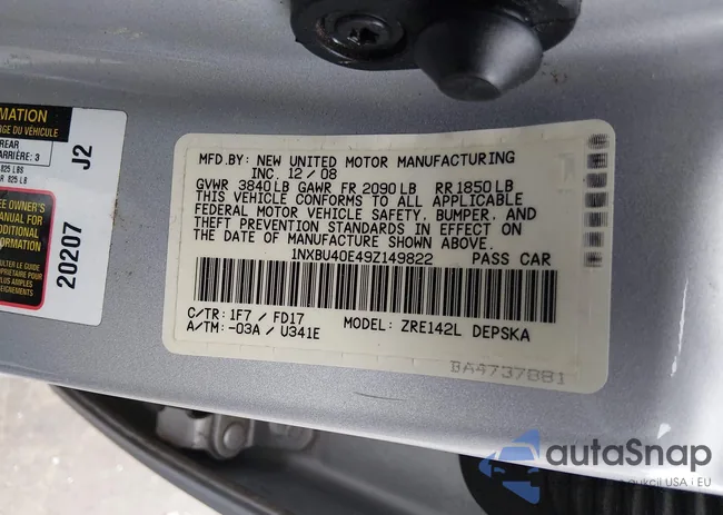 1NXBU40E49Z149822: 43973661