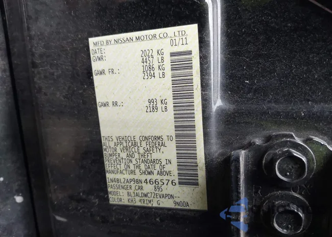 1N4BL2AP9BN466576: 43974745