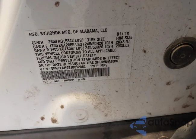 5FNYF6H98JB012052: 43974861