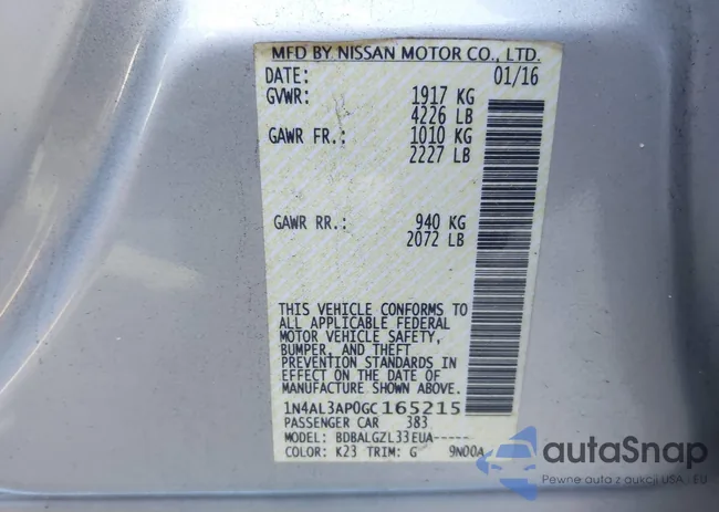 1N4AL3AP0GC165215: 43974923