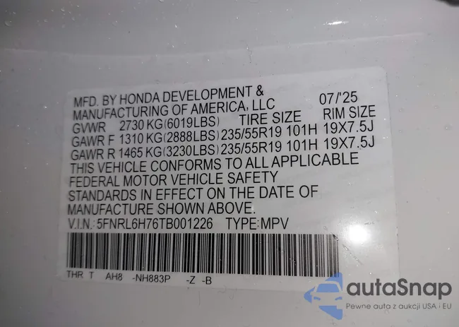 5FNRL6H76TB001226: 43974964
