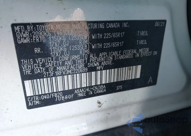 2T3F1RFV3MC220699: 43974984