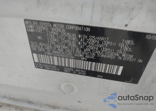 JTMZF33V69D005286: 43974991