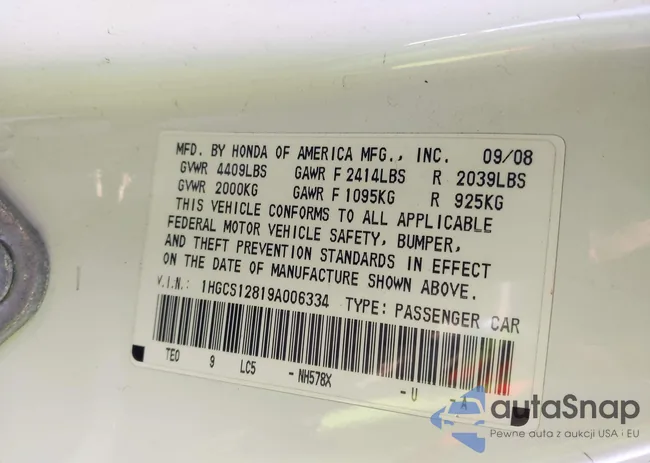 1HGCS12819A006334: 43975285