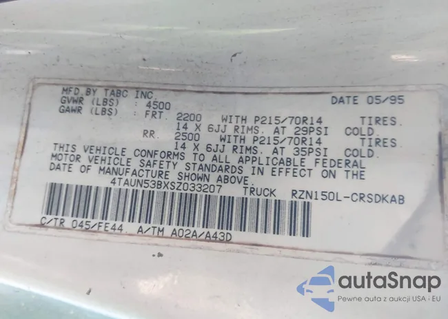 4TAUN53BXSZ033207: 43975296