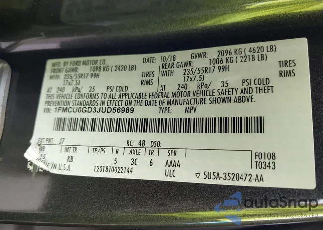 1FMCU0GD3JUD56989: 43974333