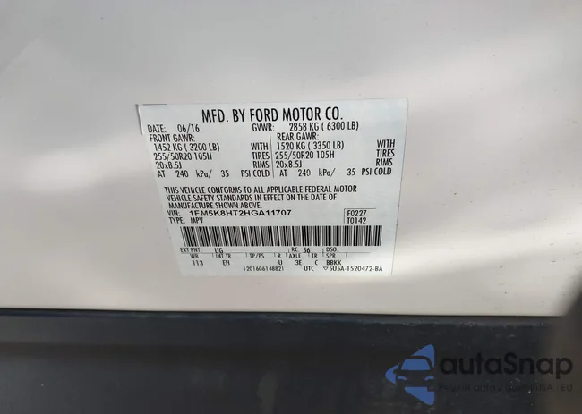 1FM5K8HT2HGA11707: 43974340