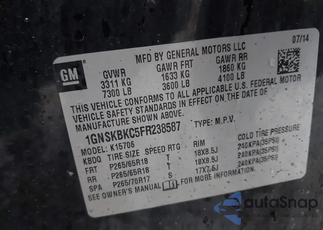 1GNSKBKC5FR238587: 43974646