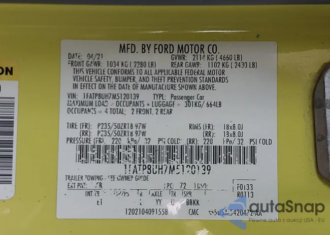 1FATP8UH7M5120139: 43974663