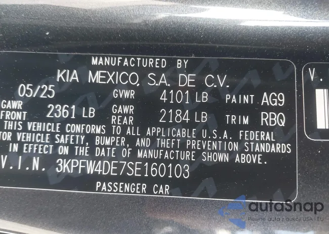 3KPFW4DE7SE160103: 43974678