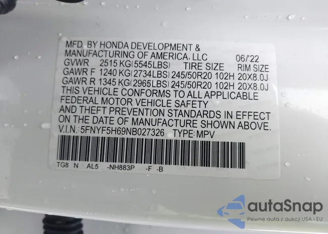 5FNYF5H69NB027326: 43975749