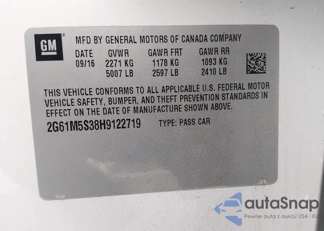 2G6AM5S38H9122719: 43975907