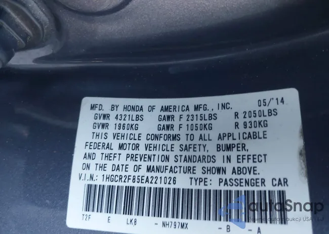 1HGCR2F85EA221026: 43976153