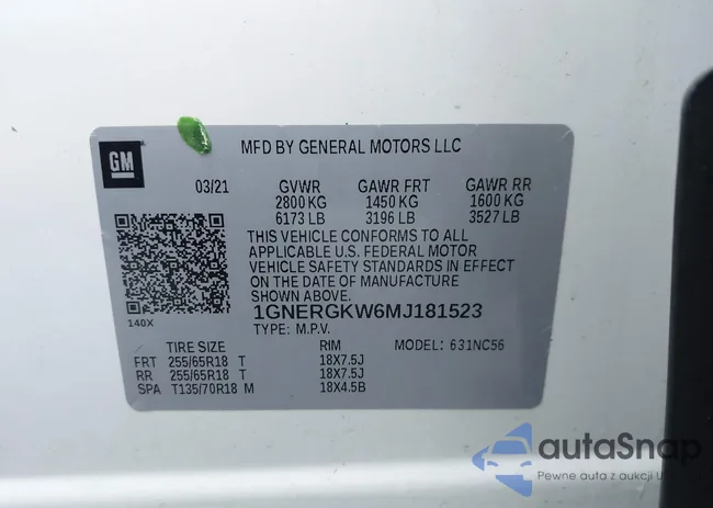 1GNERGKW6MJ181523: 43976166