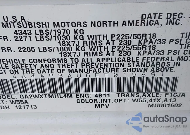 4A4AP3AU6EE019691: 43975322