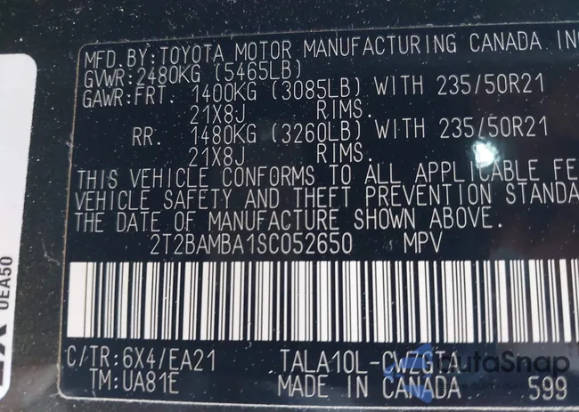 2T2BAMBA1SC052650: 43977028