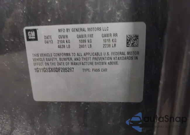 1G11G5SX6DF285287: 43976480