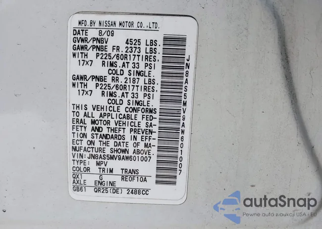 JN8AS5MV9AW601007: 43976650