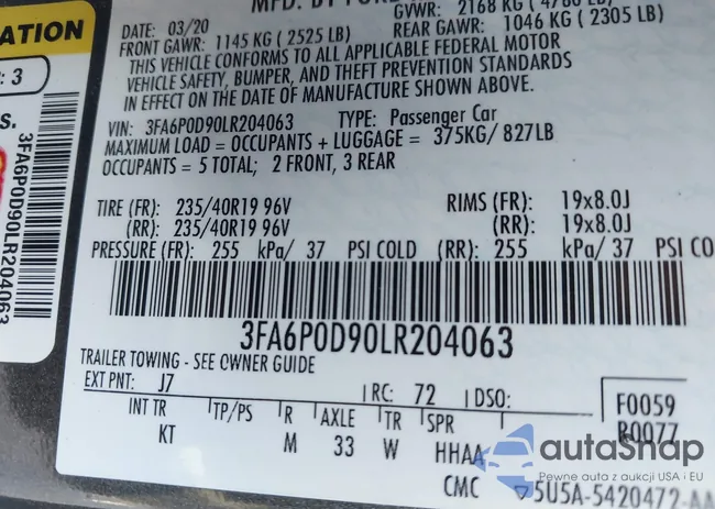 3FA6P0D90LR204063: 43977869