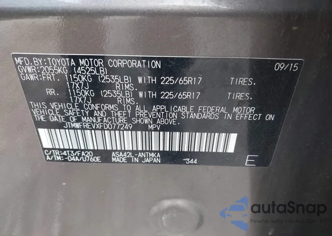 JTMWFREVXFD077249: 43977913