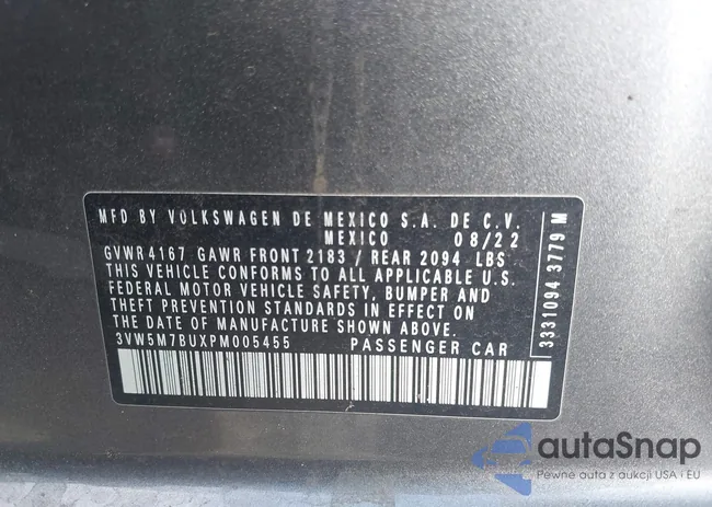 3VW5M7BUXPM005455: 43977935