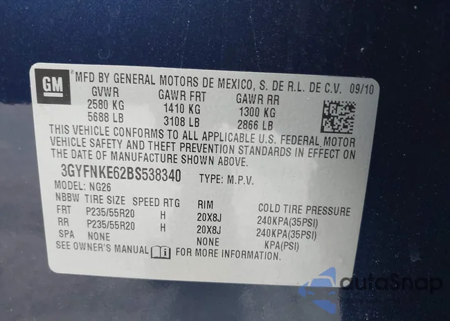 3GYFNKE62BS538340: 43978227