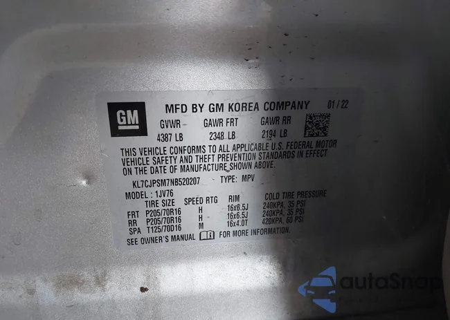 KL7CJPSM7NB520207: 43978225