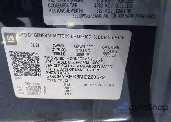 3GCPYBEK8MG220579: 43978261