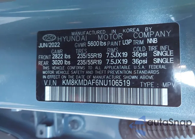 KM8KMDAF6NU106519: 43977438