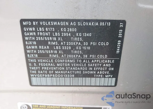 WVGEF9BP5DD013338: 43977506