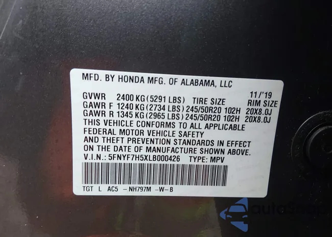 5FNYF7H5XLB000426: 43977514