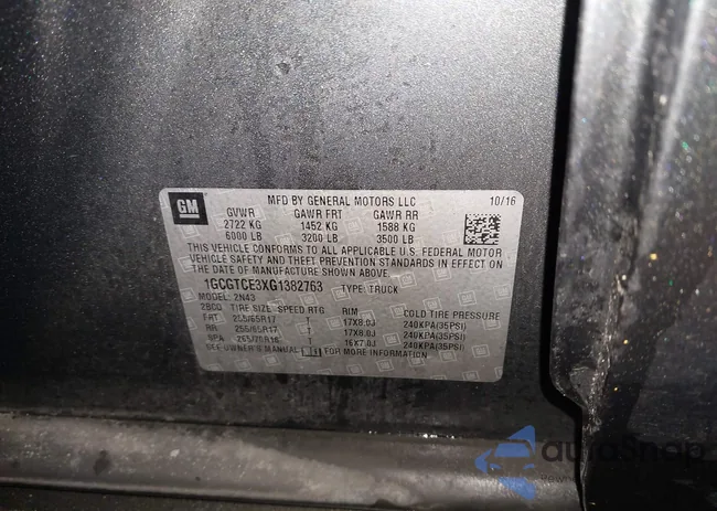 1GCGTCE3XG1382763: 43977517