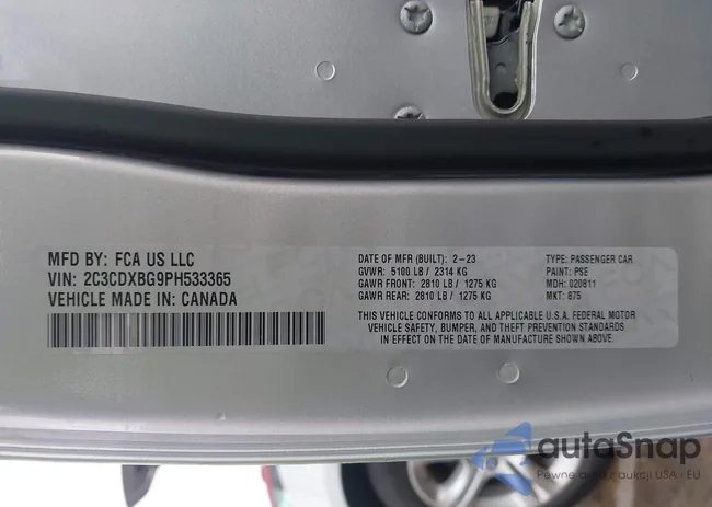 2C3CDXBG9PH533365: 43977581