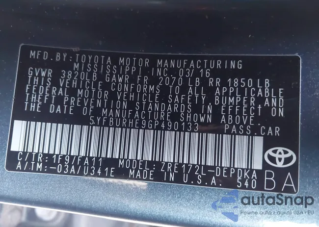 5YFBURHE9GP490133: 43977644