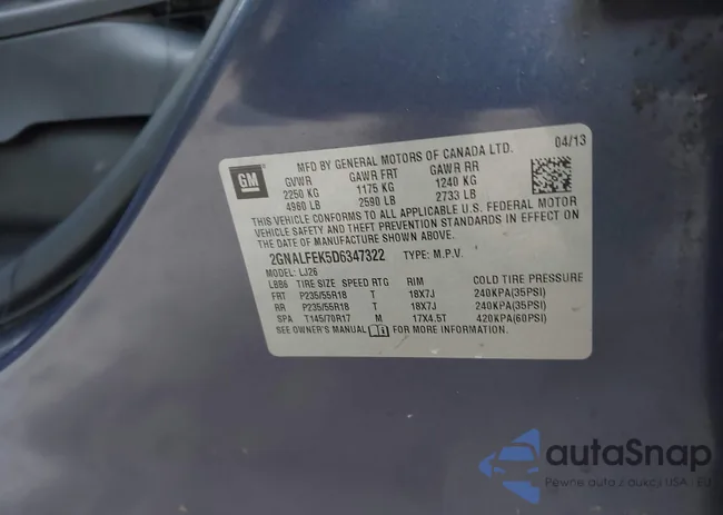 2GNALFEK5D6347322: 43977697