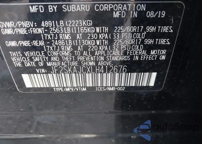 JF2SKAJCXLH412676: 43978731