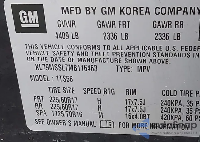 KL79MSSL7MB116463: 43978891