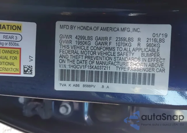 1HGCV1F15KA037211: 43978930