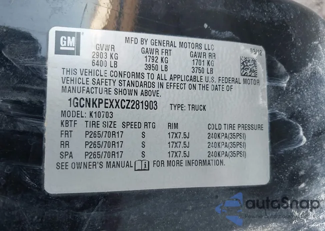 1GCNKPEXXCZ281903: 43979023