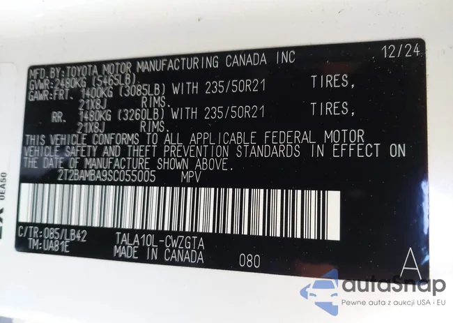 2T2BAMBA9SC055005: 43979221