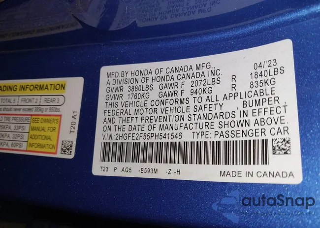 2HGFE2F55PH541546: 43979253