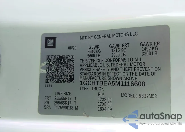 1GCHTBEA5M1116608: 43978330