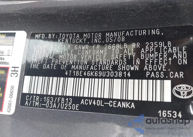 4T1BE46K69U303814: 43978355