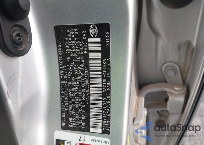 4T1BK1EB0DU052371: 43978541