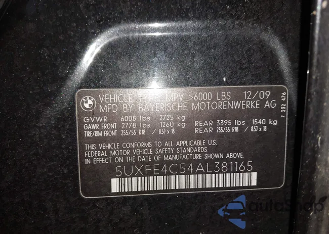 5UXFE4C54AL381165: 43978586