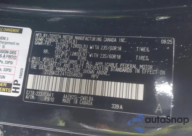 2T2GKCEZ4TC058829: 43978697