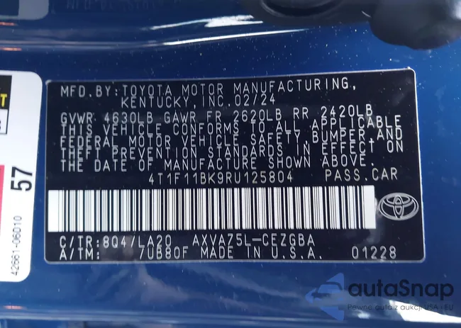 4T1F11BK9RU125804: 43979825