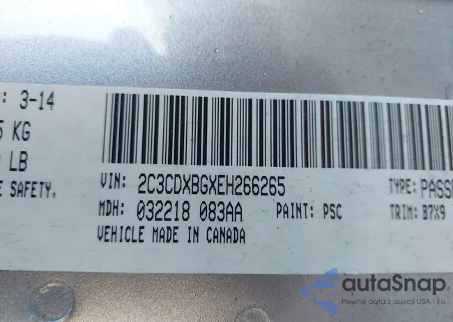 2C3CDXBGXEH266265: 43979841